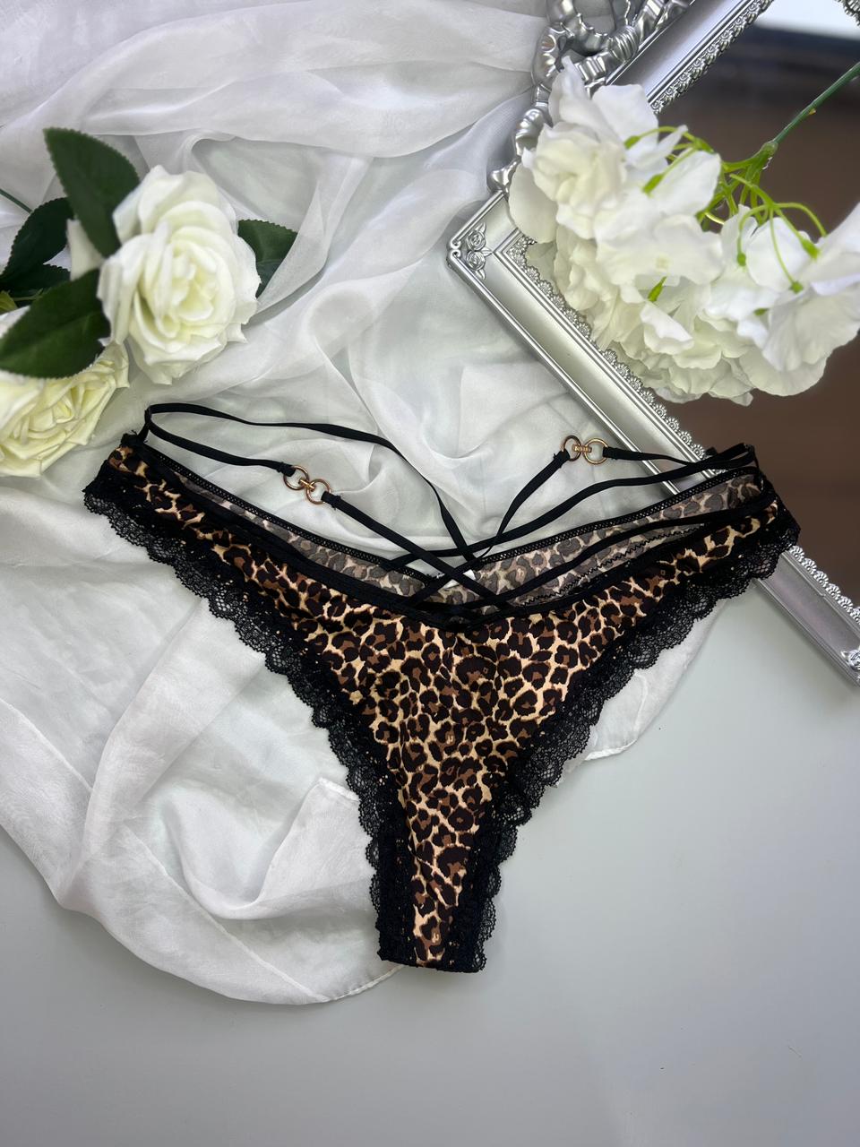 Women’s Leopard Print Lace Thong
