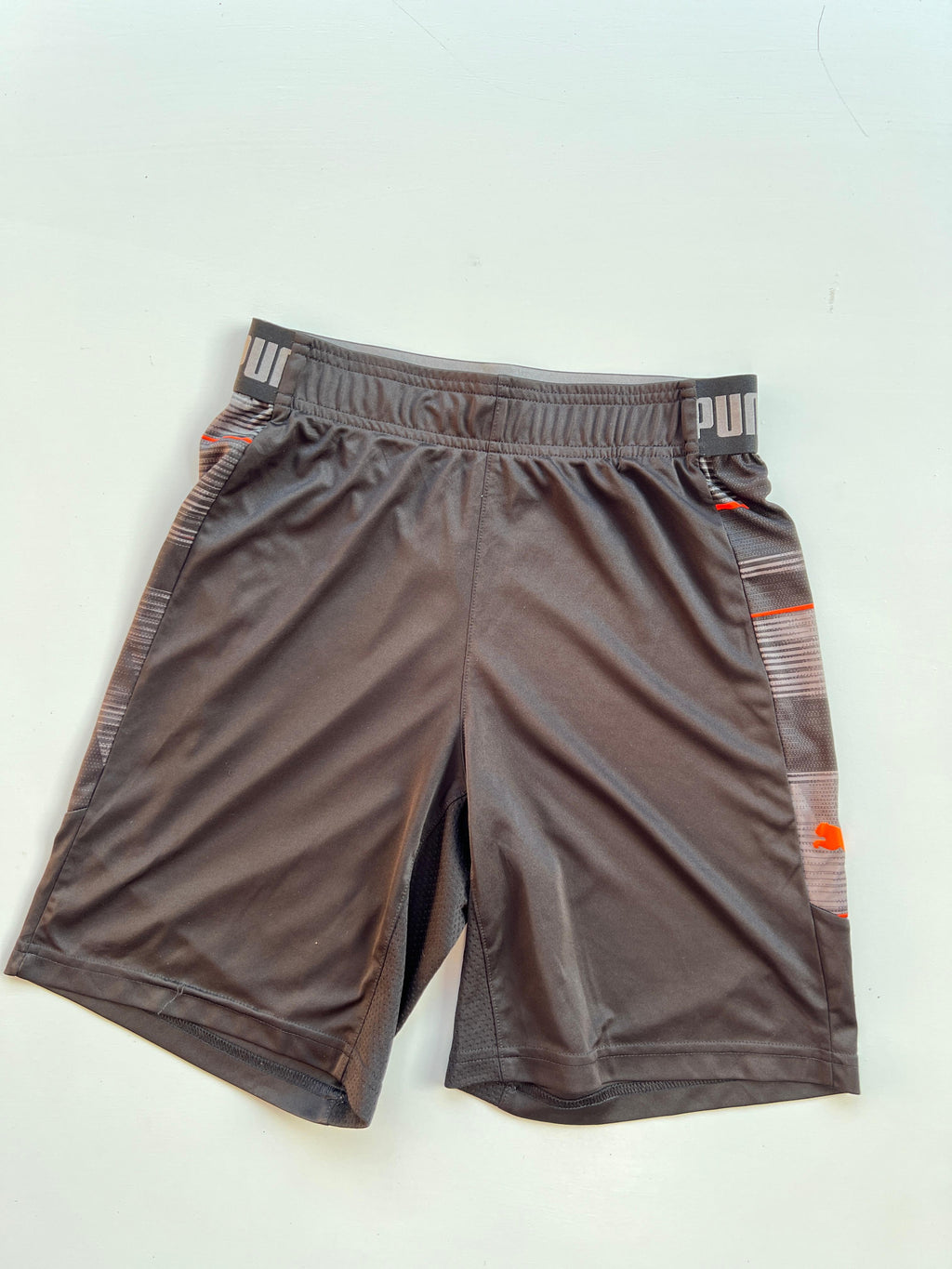 Black Puma Elastic Shorts with Orange Logo (S-M)