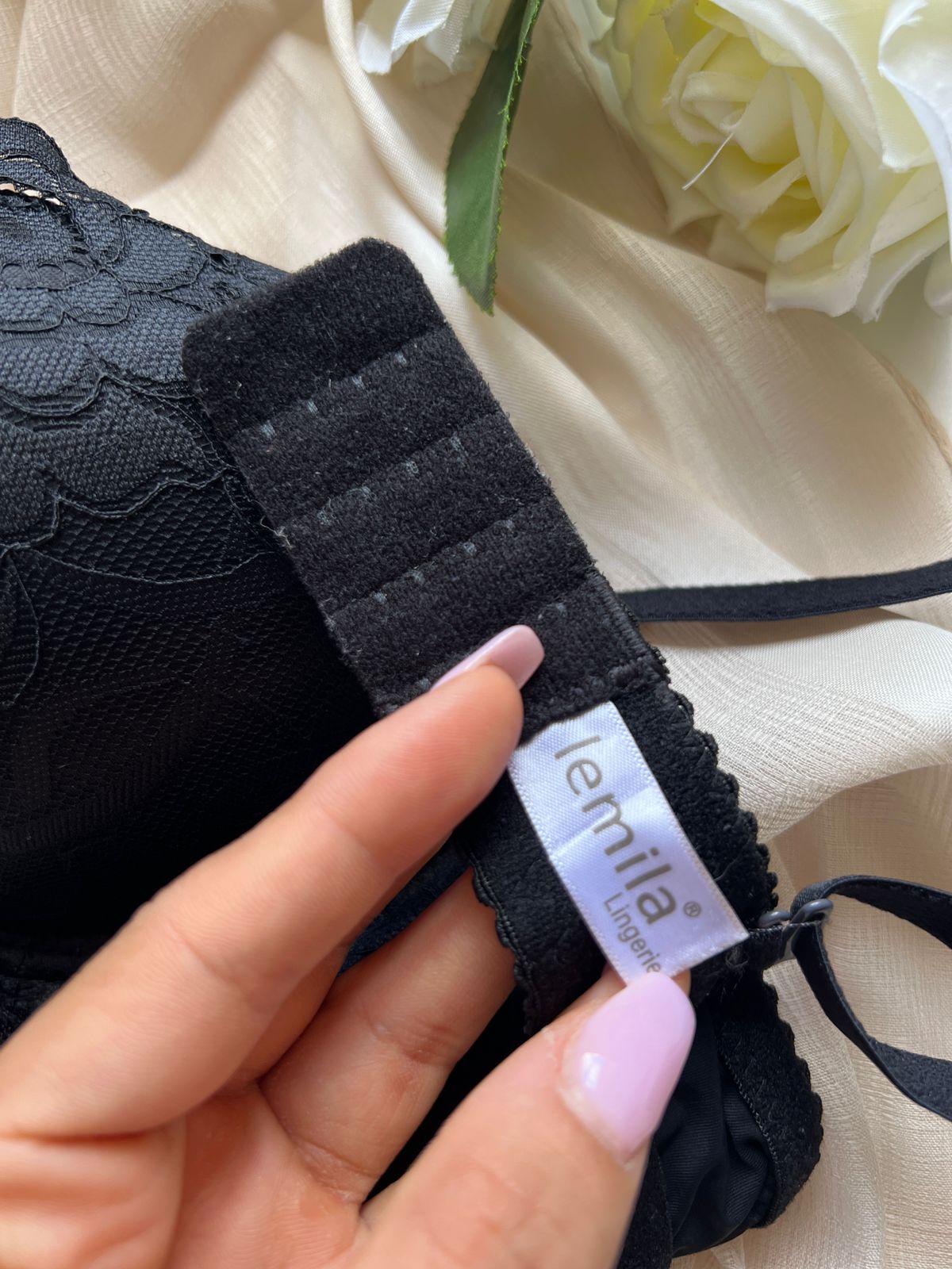 Black Floral Lace Bra (80)