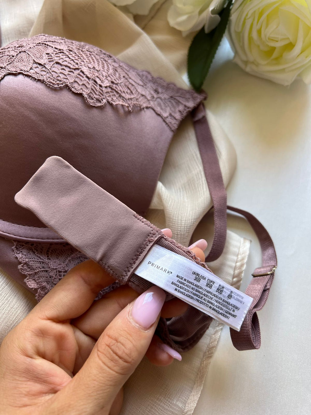 PRIMARK Mauve Lace Accent Bra (80)