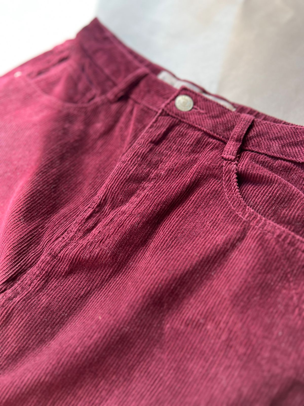 Burgundy Corduroy Mini Skirt (38)