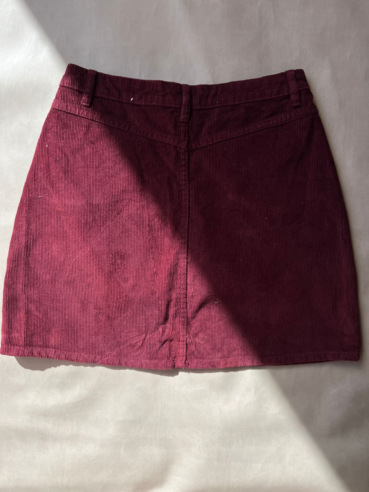 Burgundy Corduroy Mini Skirt (38)