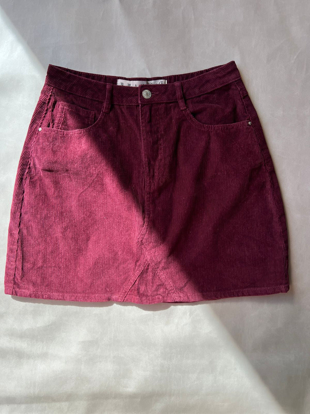 Burgundy Corduroy Mini Skirt (38)