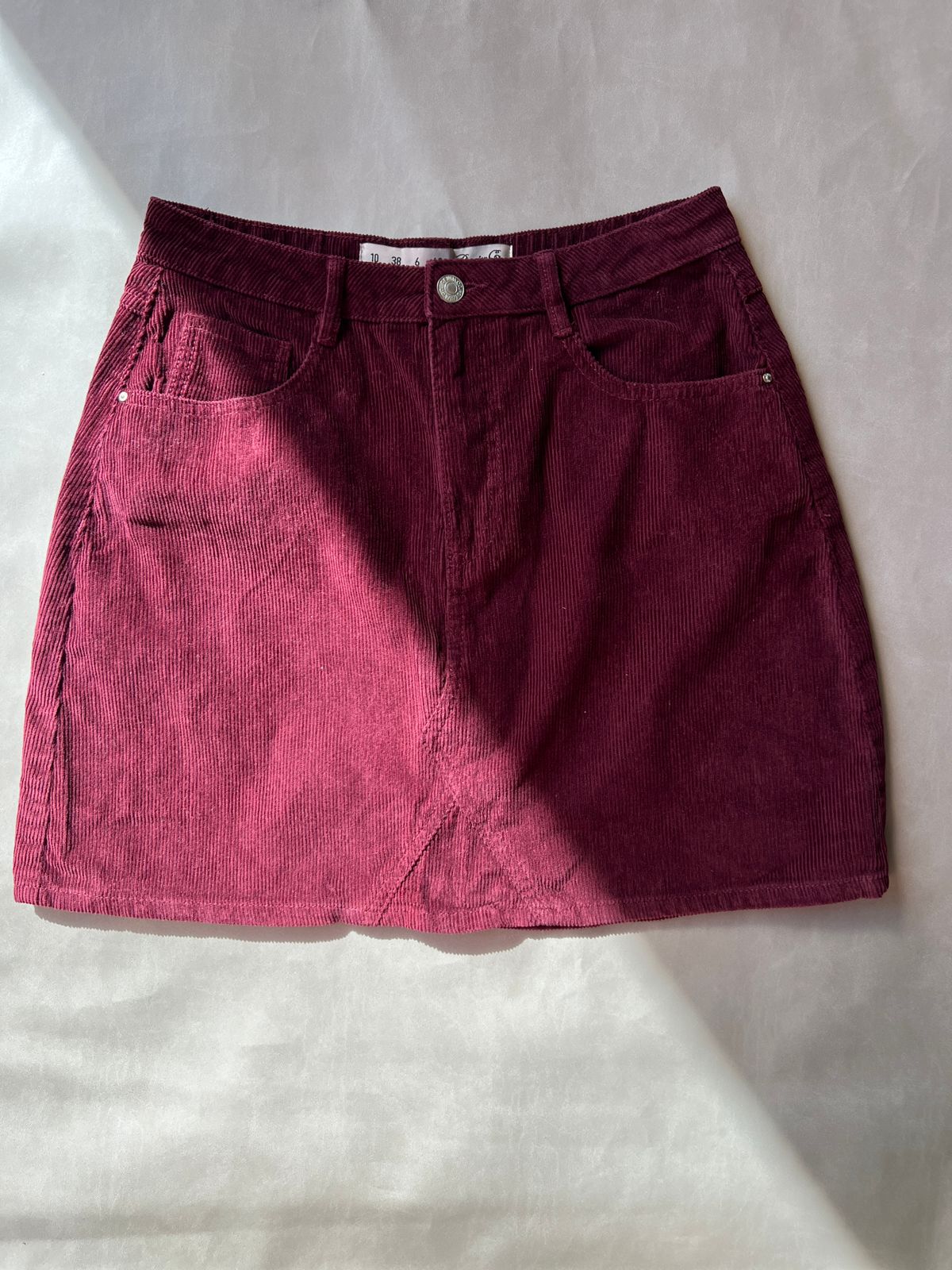 Burgundy Corduroy Mini Skirt (38)