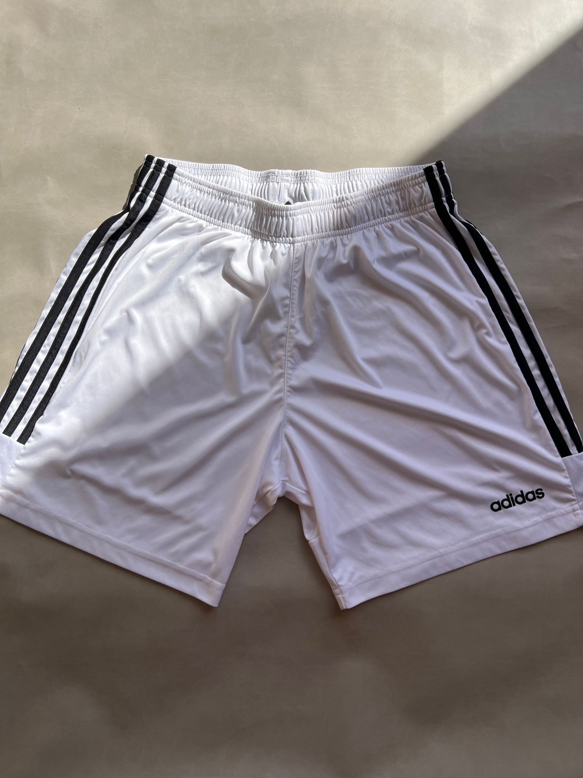 White Adidas 3-strips Training Shorts(L)