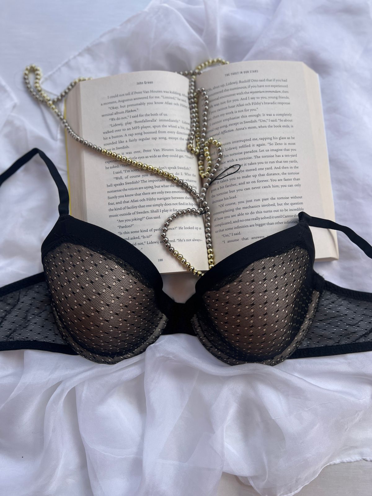 Black Mesh Polka-Dot Bra (85-90)