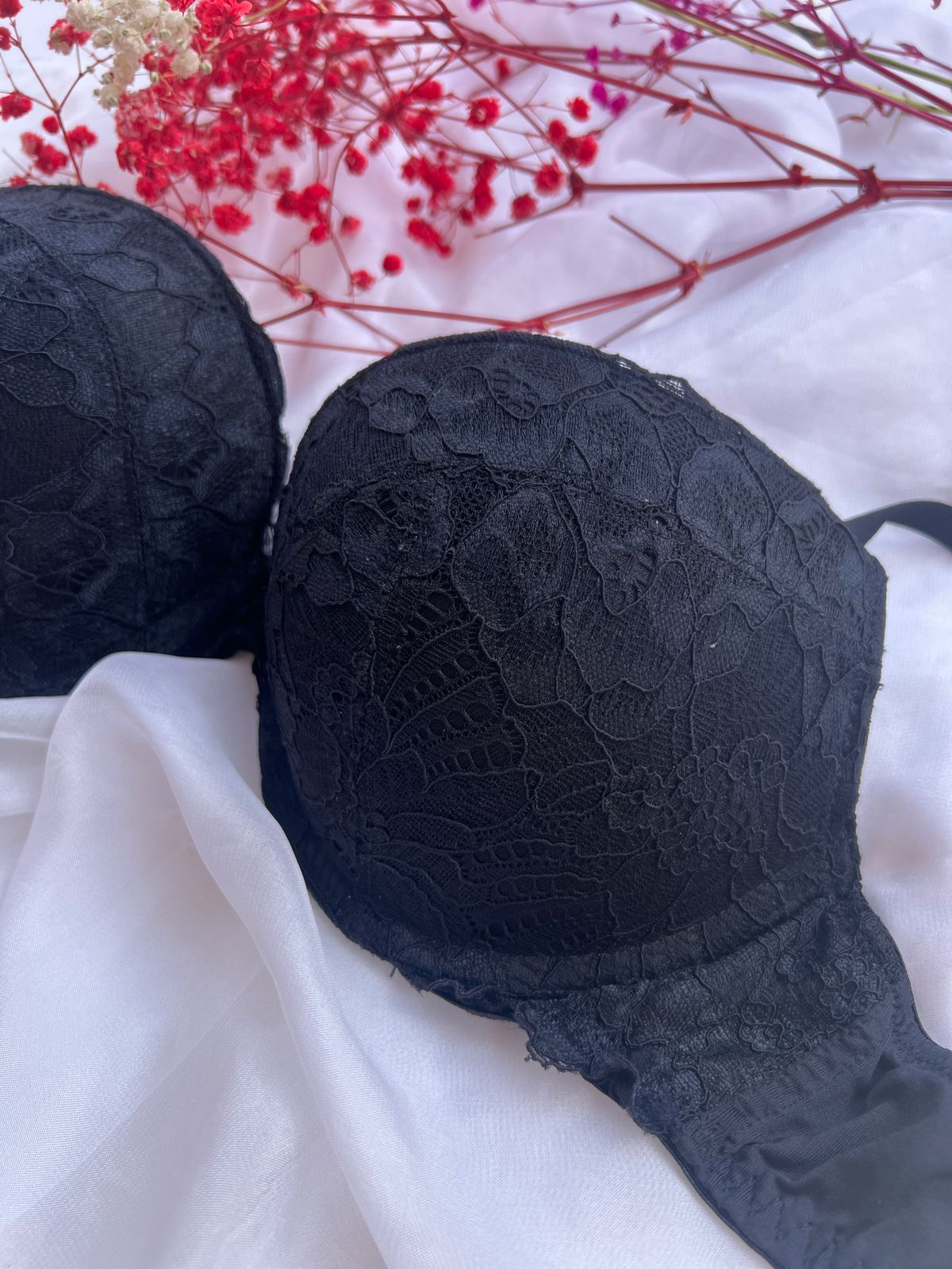 Black Floral Lace Bra (80)