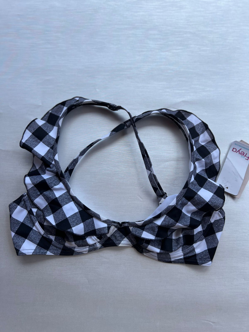 Black and White Checkered Bikini Top (85)