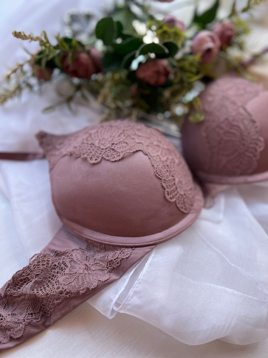 PRIMARK Mauve Lace Accent Bra (80)