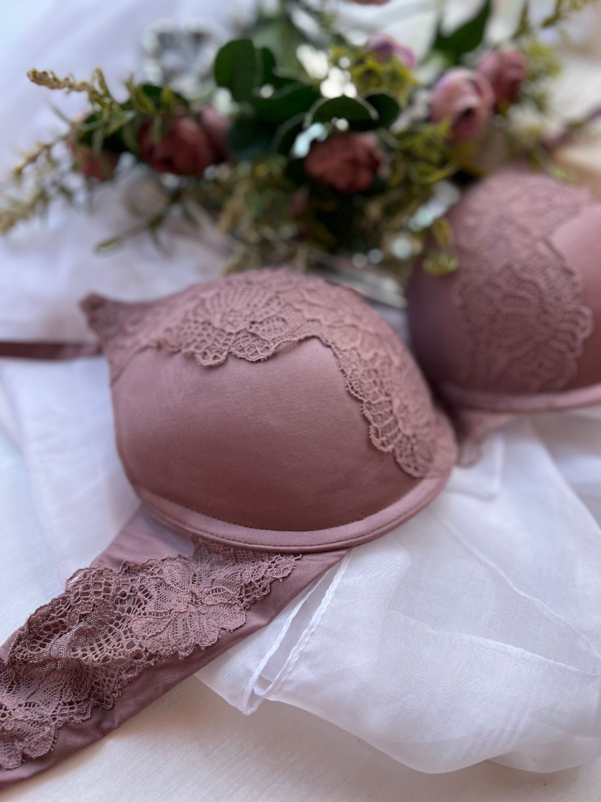 PRIMARK Mauve Lace Accent Bra (80)