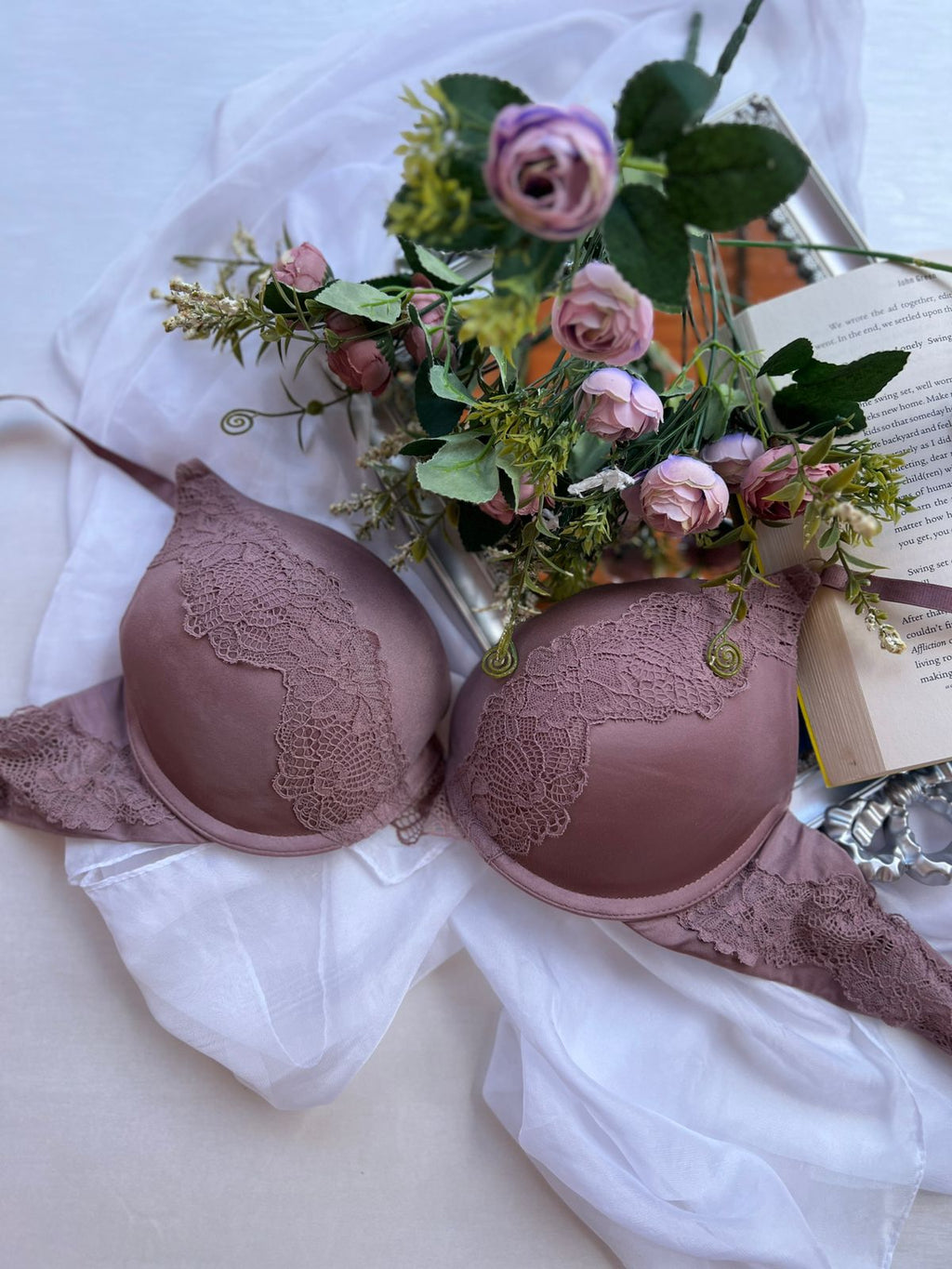PRIMARK Mauve Lace Accent Bra (80)