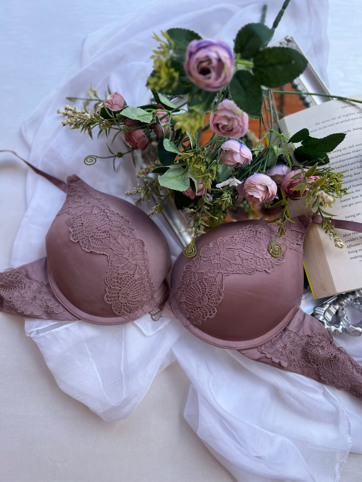 PRIMARK Mauve Lace Accent Bra (80)