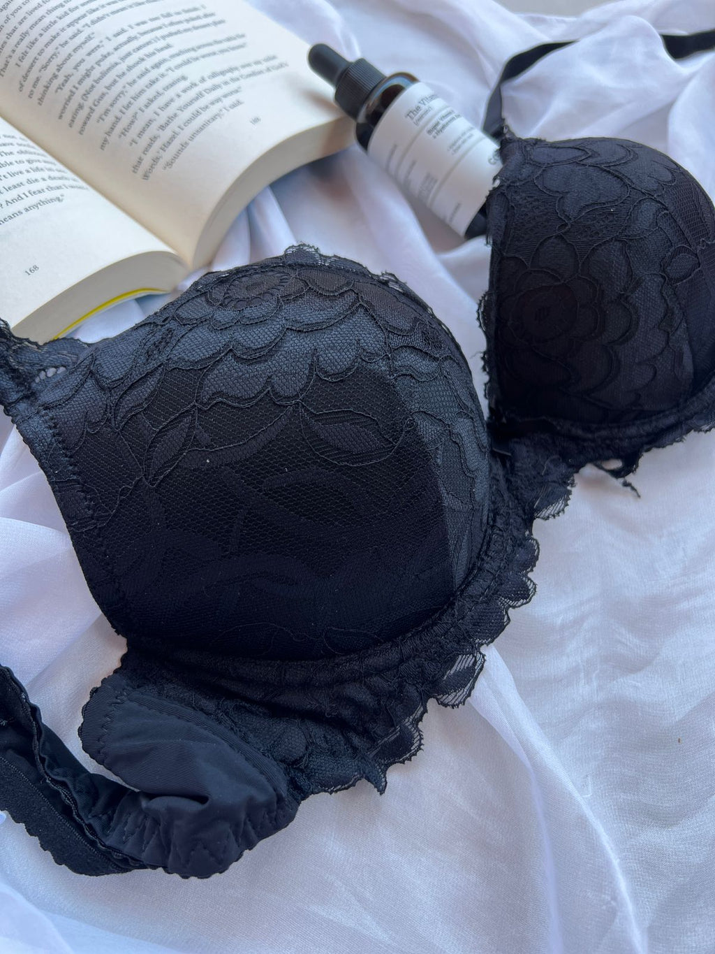 Black Floral Lace Bra (80)