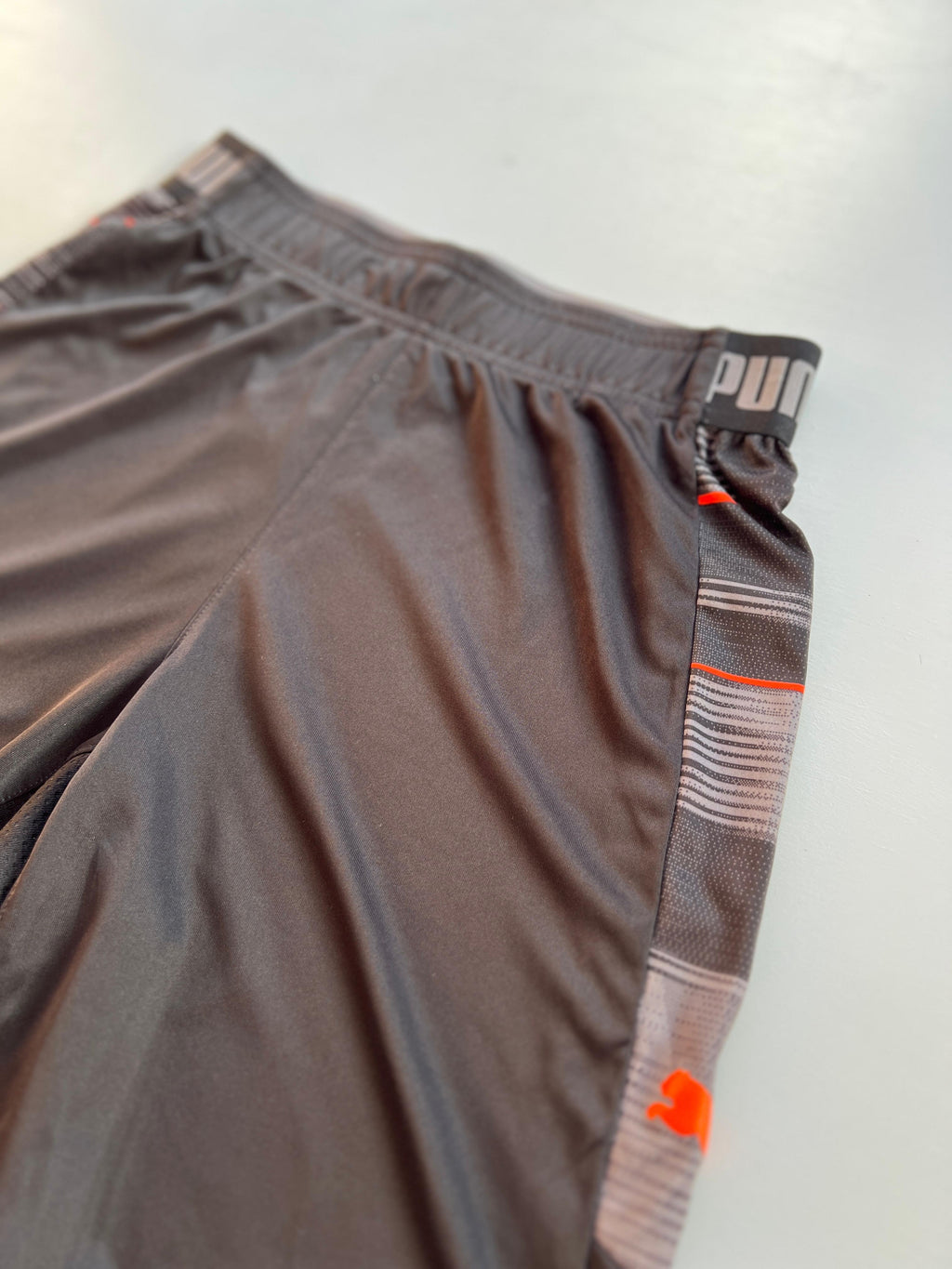 Black Puma Elastic Shorts with Orange Logo (S-M)