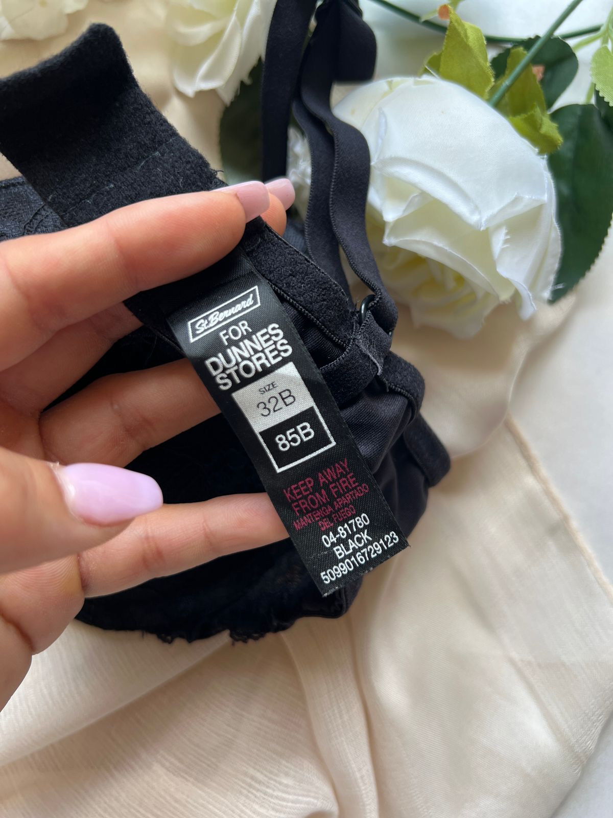 Classic Floral Black Bra (85)