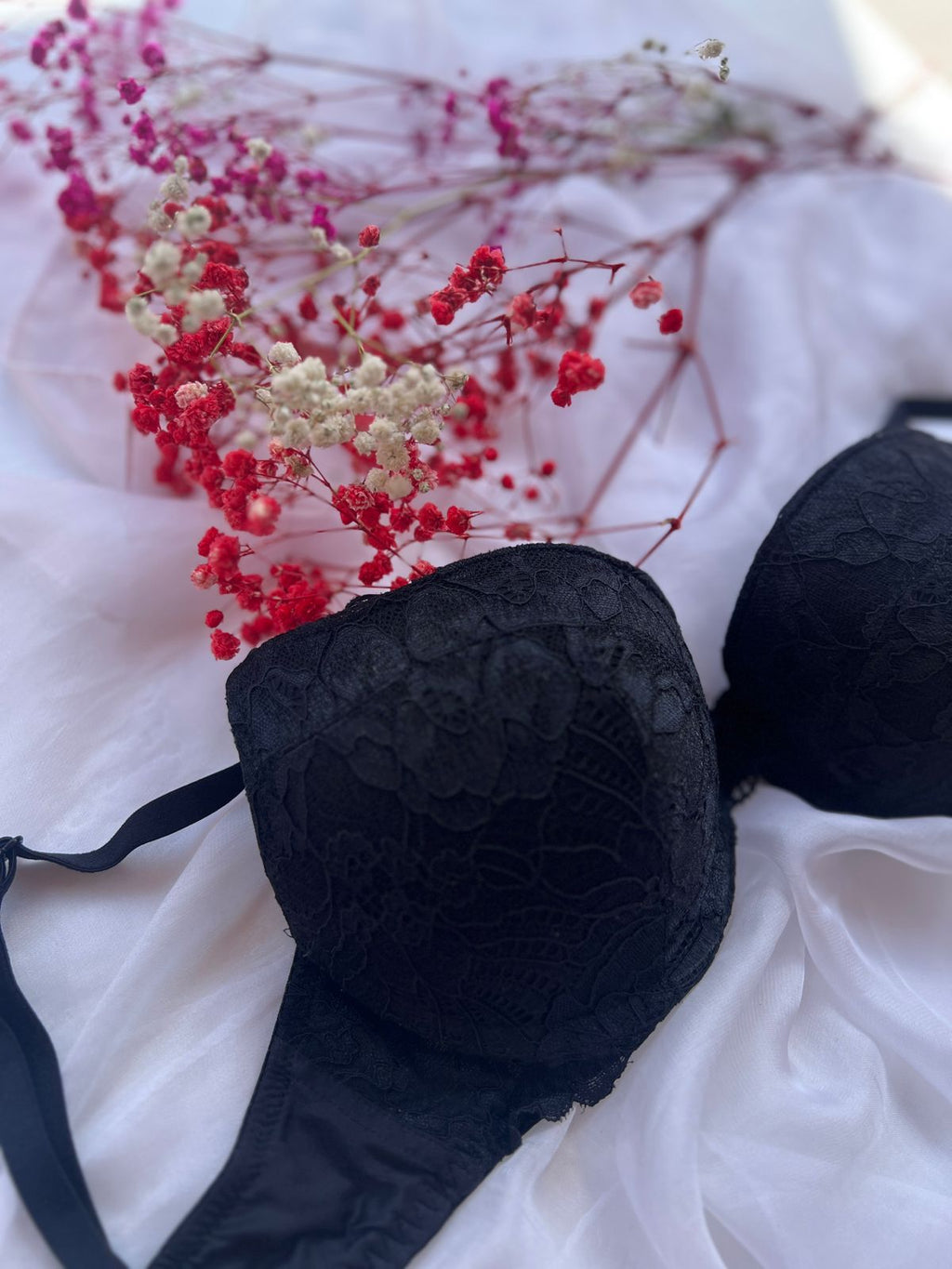 Classic Floral Black Bra (85)