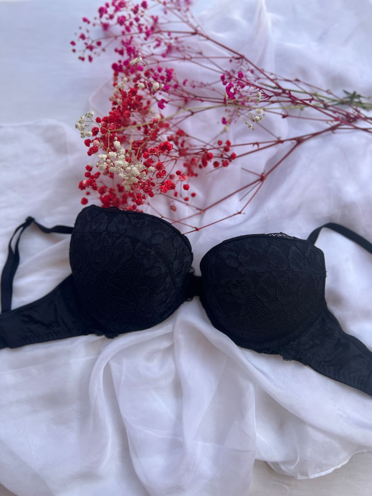 Classic Floral Black Bra (85)